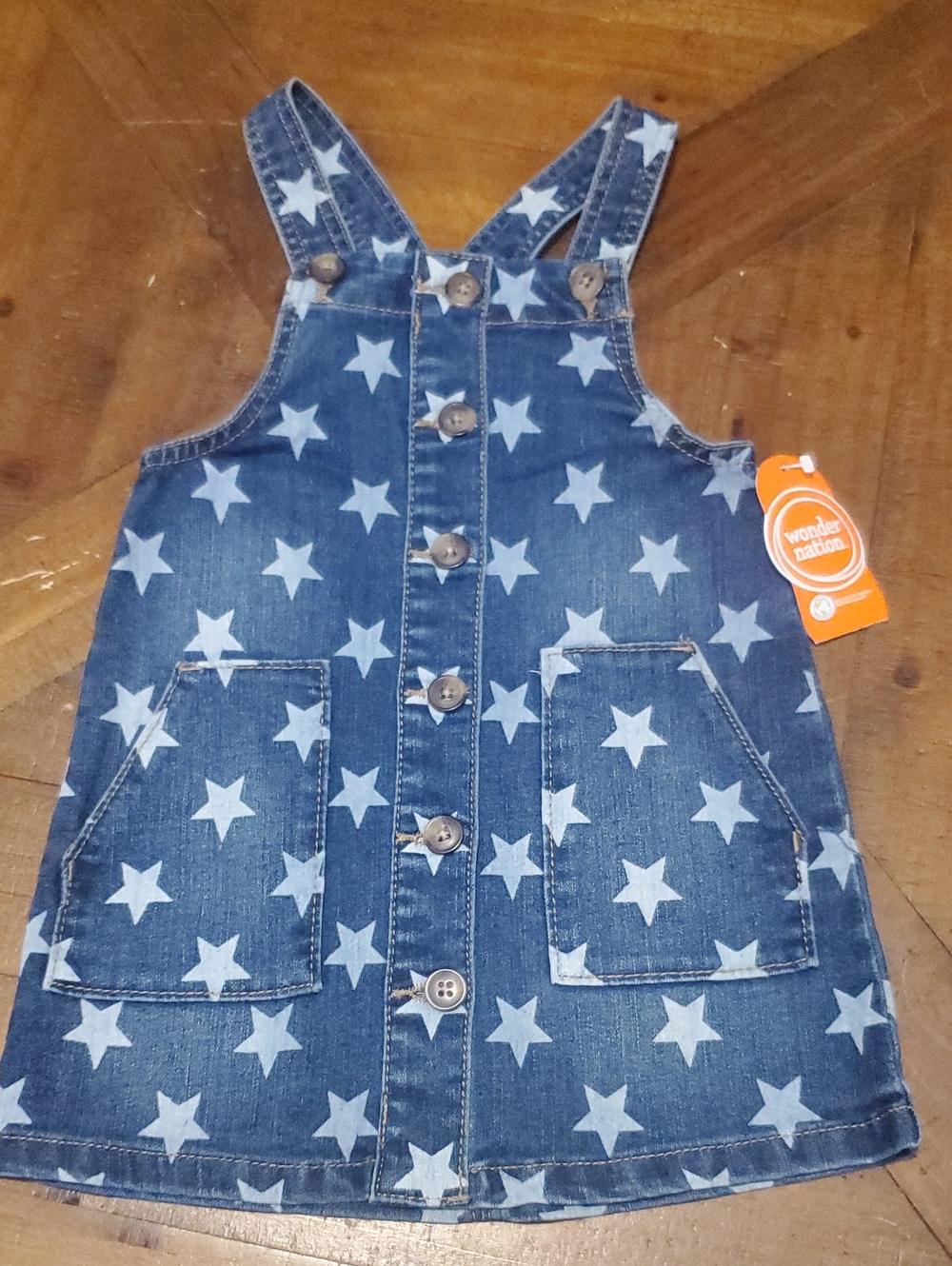 wonder nation Blue Star Denim Overall Dress